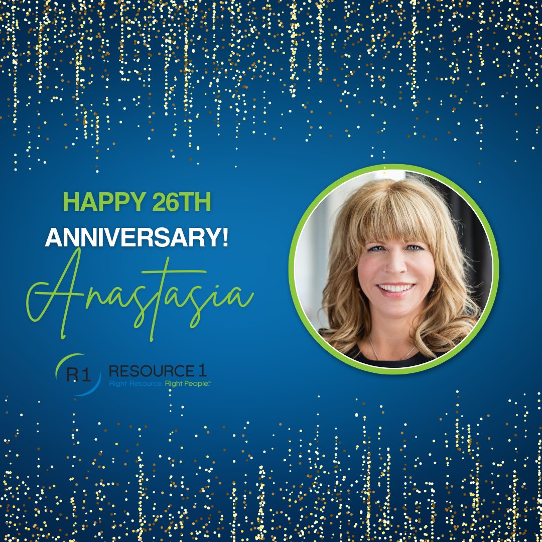 Resource1_R1's tweet photo. Where would Resource 1 be without our fearless leader, President & Managing Partner, Anastasia Valentine? Happy 26th Anniversary, Anastasia! You are a pioneer in our industry, and we’re thrilled to celebrate this milestone with you. Thank you for all you do! #Resource1Team https://t.co/HGzm9ShzAG