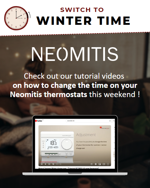 With the nights getting longer and the days shorter, it is soon time to alter the clocks around your home⏰

Use the following links to access easy to follow YouTube videos that demonstrate how to change your thermostat’s clock 🎥 

RT7 range: lnkd.in/eQWK2aPW 

#neomitis