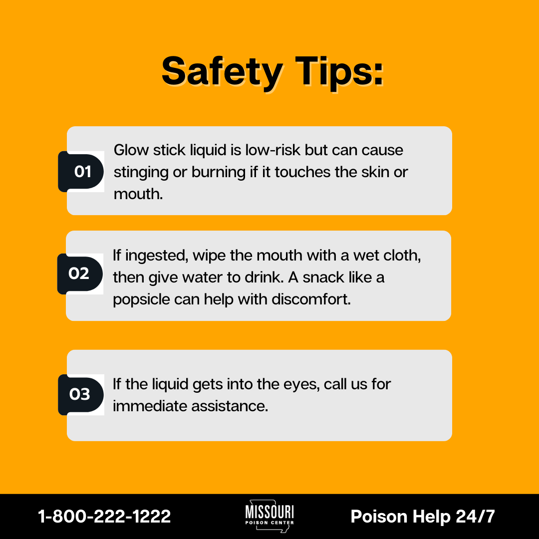 mopoisoncenter's tweet image. 🕸️✨ Day 2 #HalloweenCountdown: #GlowSticks! Fun but don’t let little ones bite into them! If they do, wipe their mouth and give them water to drink. Call us if it gets in their eyes at 1-800-222-1222.
missouripoisoncenter.org/are-glow-stick…
#HalloweenSafety