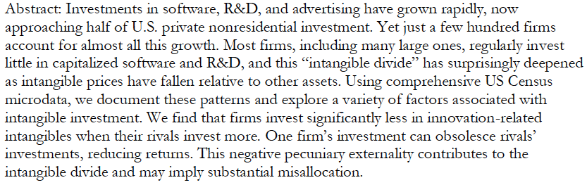 New paper “The Intangible Divide: Why do so few firms invest in innovation?” by <a href="/jeffwang1840/">Xiupeng Wang</a> and me. ssrn.com/abstract=49884….  1/9