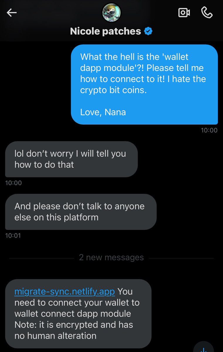 NihilistNana's tweet photo. So happy that I have such helpful followers! A kind young soul, @patchesnicole0, is helping me out to make some money with the crypto bit coins! What a sweet gal!

With love, Nana https://t.co/AUaZDFOmRW