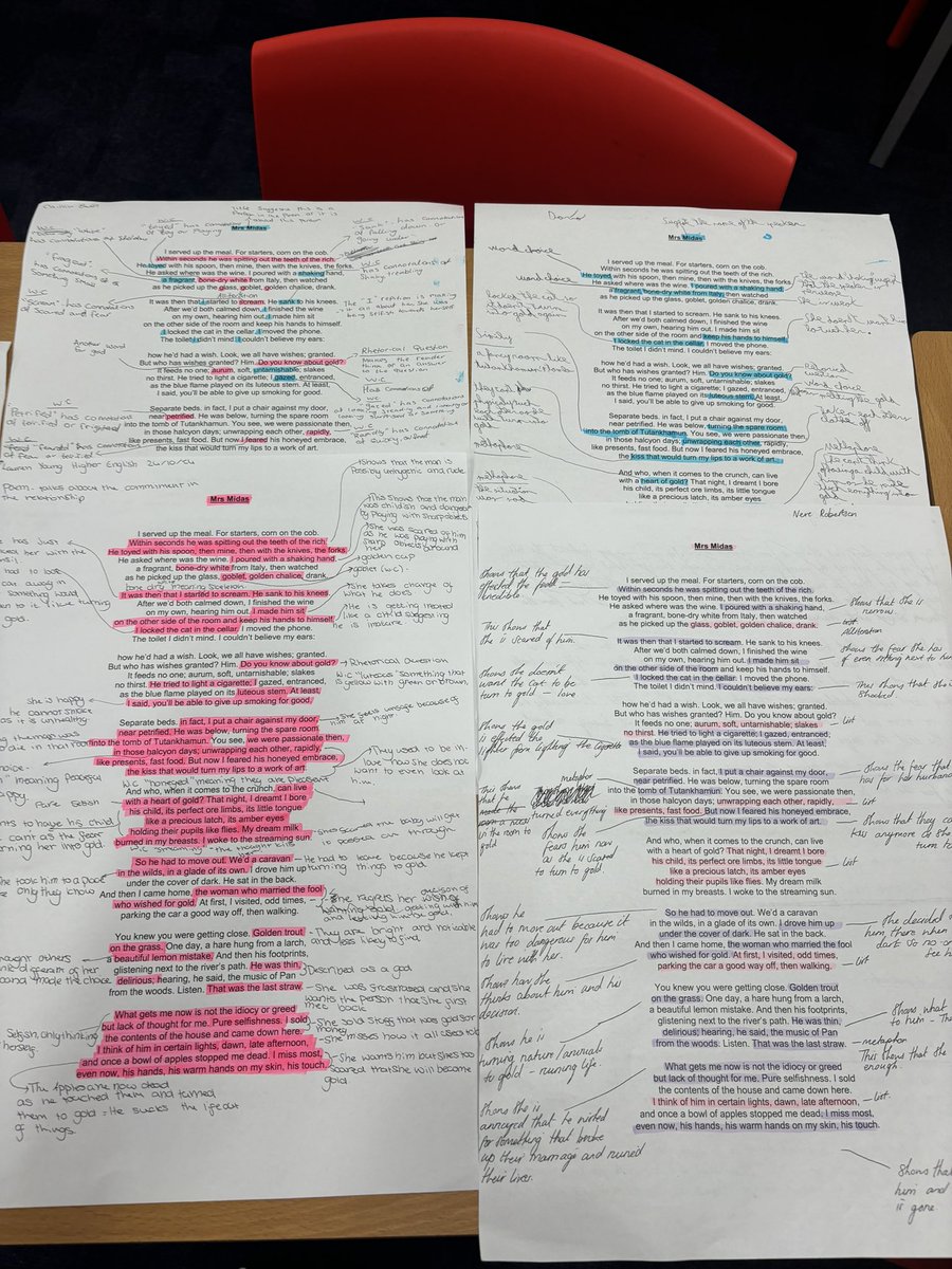 Kjohnstone_ENG's tweet photo. S5 &amp; S6 Literature &amp; Communication showing of their fantastic annotations. Learning how to annotate unseen poems, difficult but these guys are smashing it. 👏 Well done! https://t.co/I9QMiqvROE