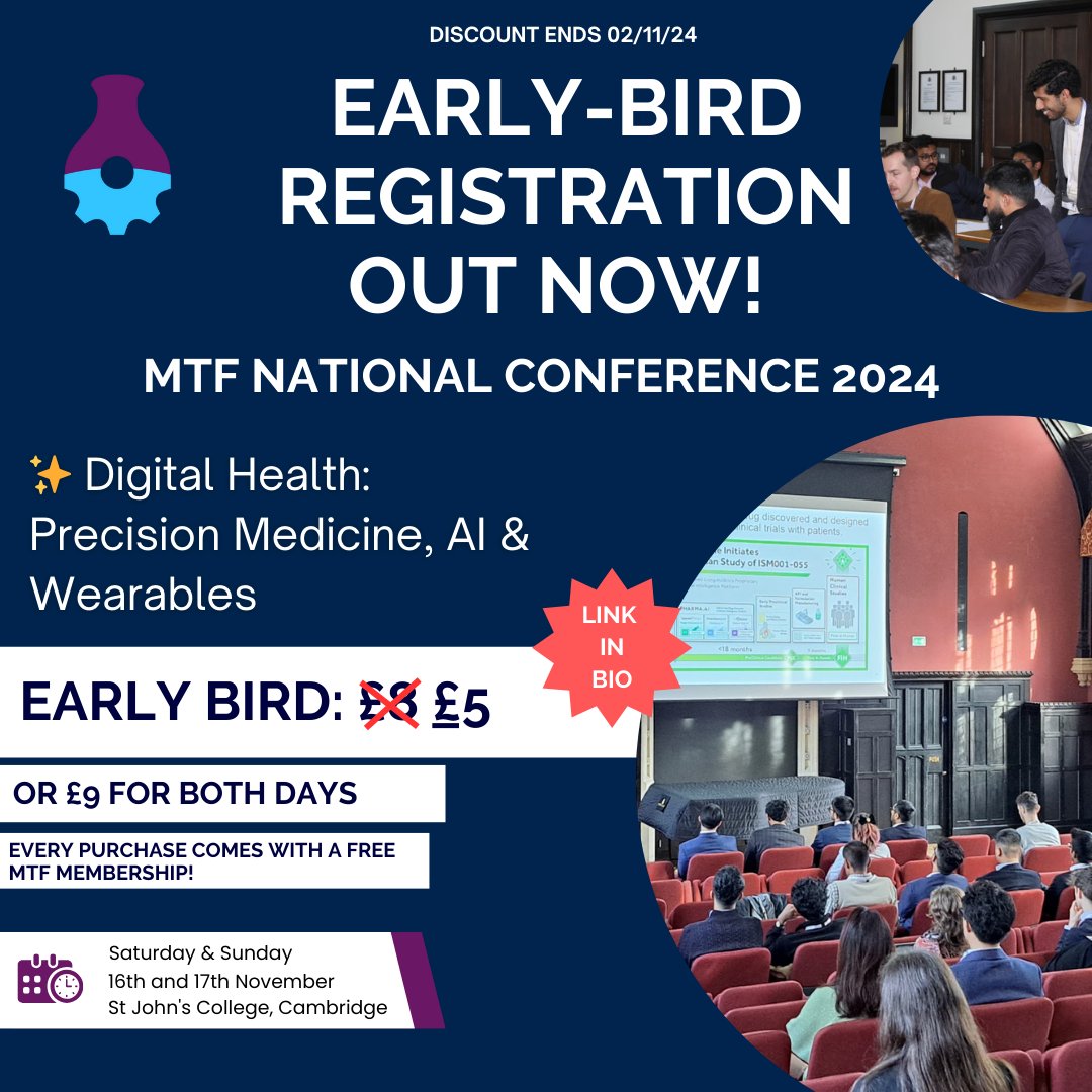 🎟️ EARLY BIRD TICKETS ARE LIVE! 

📲 Discounted tickets are out now for our National MedTech Conference on Digital Health: Precision Medicine, AI &amp; Wearables! 

This limited discount is only live for ONE WEEK - the link is below! 

mailchi.mp/medtechfoundat…