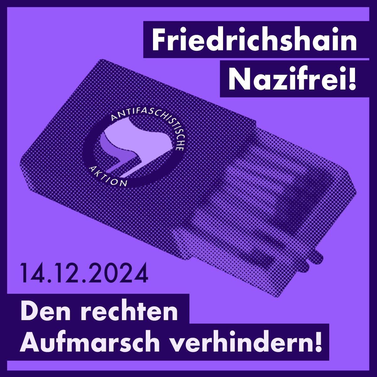 StadtrandMedia's tweet photo. Am 14.12. wollen Rechtsextreme aus dem Umfeld der JA/AfD in #Friedrichshain aufmarschieren.

Mit dem neu gegründetem "Aktionsbündnis Berlin" versuchen Rechte Akteure aus dem AfD Umfeld nach Berlin zu mobilisieren. 
Zeigen wir den Rechten, dass wir das nicht zulassen. #b1412 https://t.co/D2jMqbxx1F