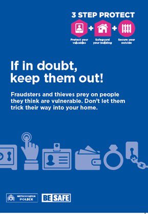 We are seeing a recent rise in “cold calling”and in one instance a report of “cold callers” forcing their way into someone’s home to commit burglary. Please make sure you know who you are answering the door to before you open it and do not open the door to unsolicited callers 🔒