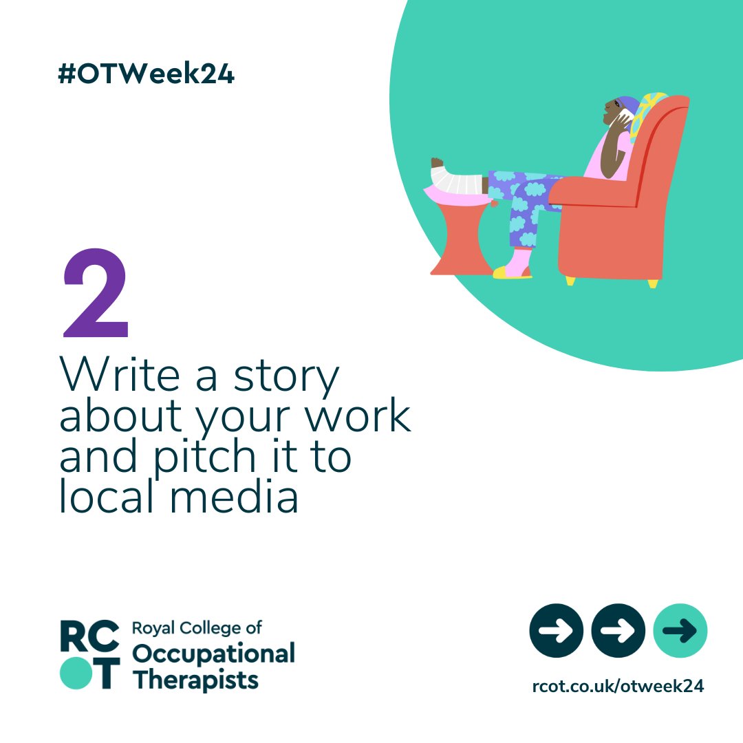 theRCOT's tweet image. We want people everywhere to value the life-changing power of OT. That’s a big aim, but we can achieve it by working together. 💚

Have you started planning how you'll be raising the profile of occupational therapy this #OTWeek24 and beyond? 

Here are 3 ideas 👇🏽