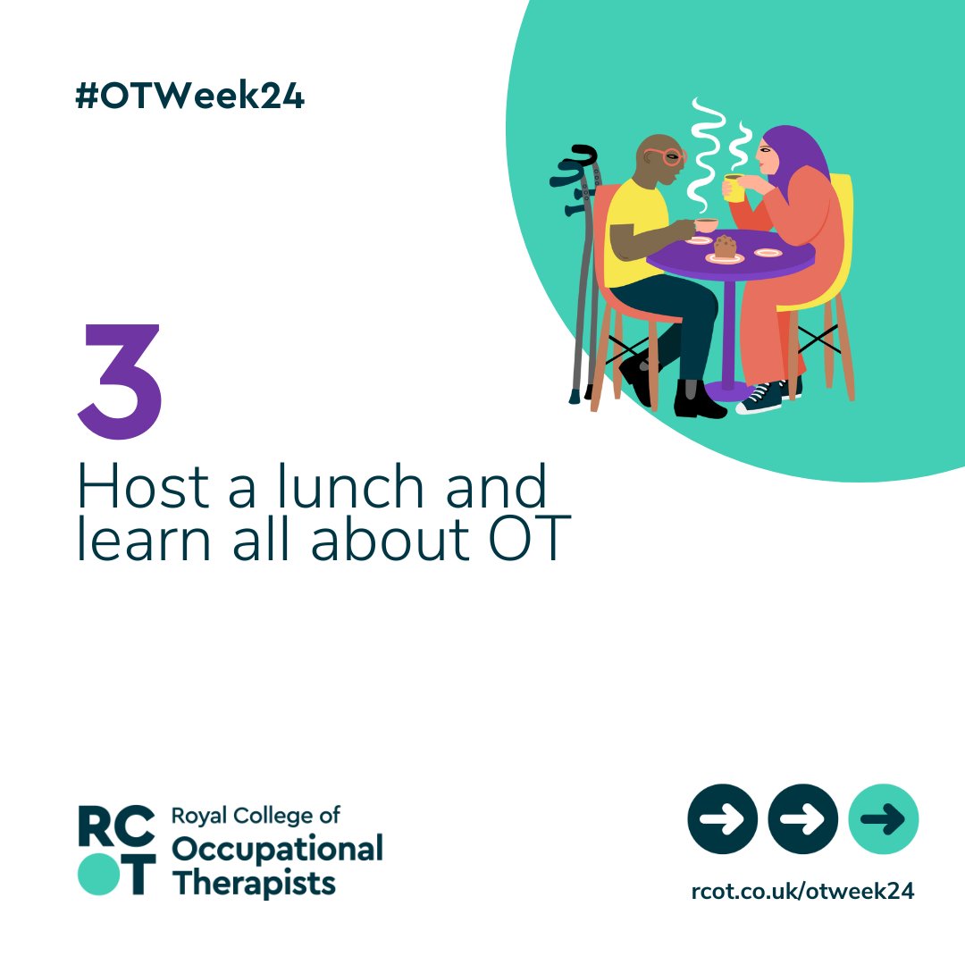 theRCOT's tweet image. We want people everywhere to value the life-changing power of OT. That’s a big aim, but we can achieve it by working together. 💚

Have you started planning how you'll be raising the profile of occupational therapy this #OTWeek24 and beyond? 

Here are 3 ideas 👇🏽