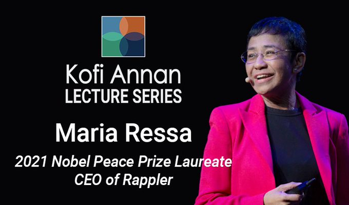 KofiAnnanFdn's tweet photo. In Case You Missed It 📣
Did you catch the 2024 Kofi Annan Lecture with Nobel Peace Prize laureate Maria Ressa?
👉 Discover it here: https://t.co/xoMGWfRvXs
The Kofi Annan Foundation partnered with the @ipinst, @OpenSociety, and @CrisisGroup to present the latest Kofi Annan Lecture, featuring @MariaRessa, Nobel Peace Prize laureate and CEO of Rappler.
#KofiAnnanLecture #MariaRessa #PressFreedom #TruthMatters #KofiAnnanFoundation