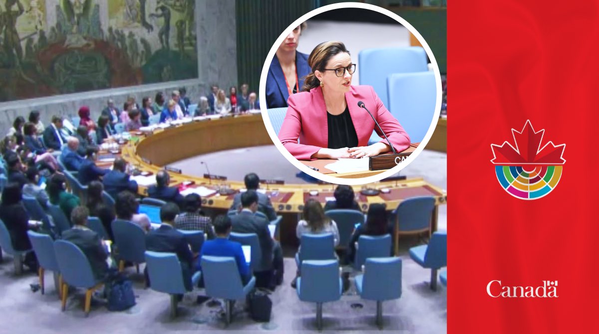 We delivered this statement on behalf of 66 members of the Group of Friends of #WomenPeaceSecurity to the UN 🇺🇳Security Council: 

🔗 international.gc.ca/world-monde/in… 

See our 5 points on how we need to support women and girls working to prevent conflict and to build peace.