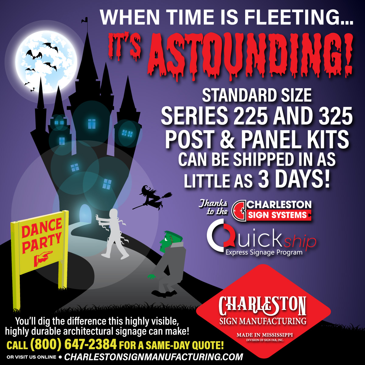 Charleston_Sign's tweet photo. 👻🎃Our QuickShip program for Series 225 &amp; 325 post-and-panel signs is scarily fast! Standard-sized signs are shipped in as little as 3 days! 🕸️ Don't miss out on these fang-tastic deals. Order today: https://t.co/6PL7bhVuq5 #HalloweenDeals #QuickShip #Signage https://t.co/nQ048Szubh