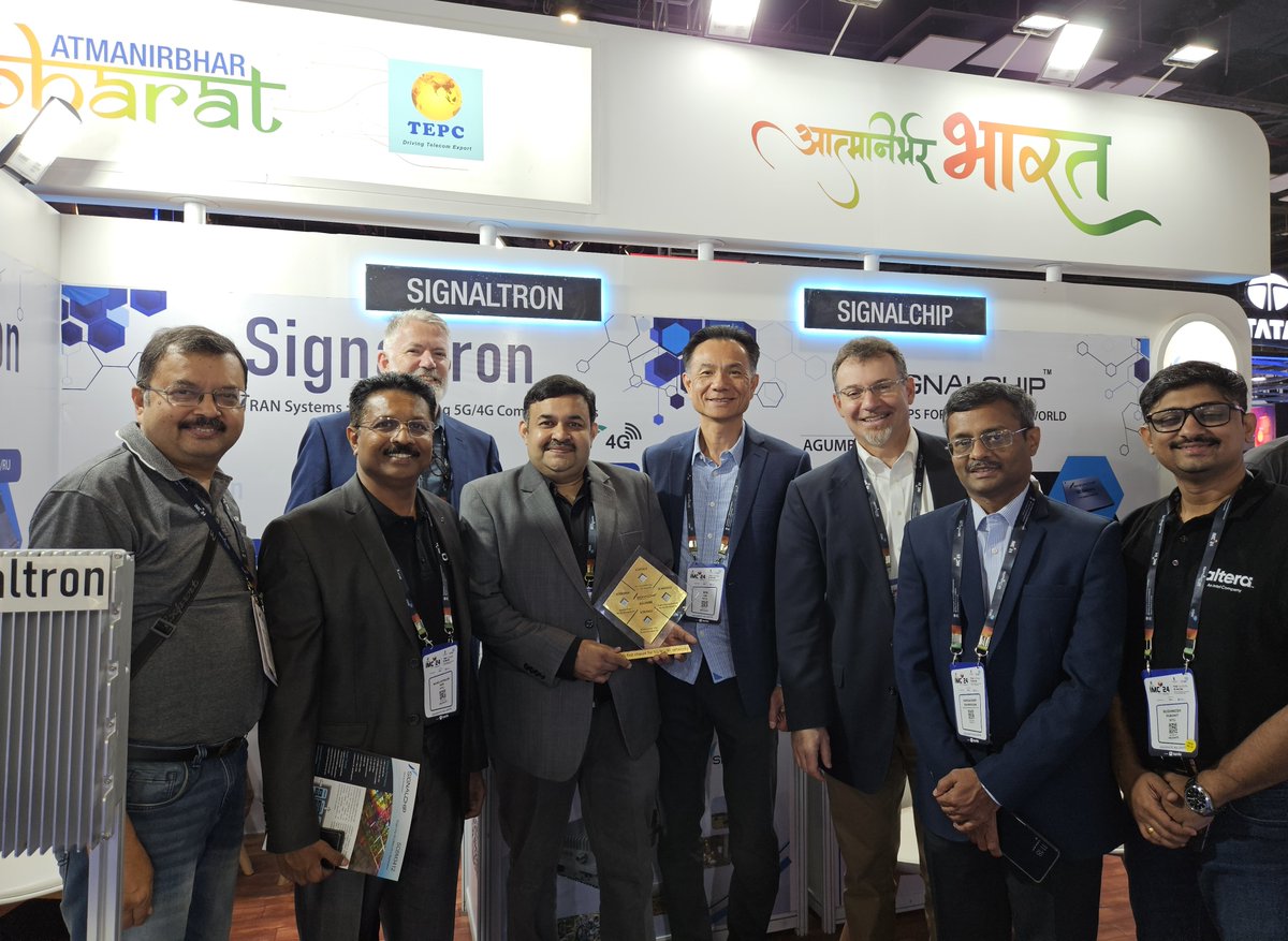 signaltron's tweet photo. IMC2024 has been an incredible experience! The support and feedback for our indigenous products has been beyond amazing. The occasion also calls for a huge shout-out to our exceptional team for putting up an outstanding show. Many thanks to DoT, TEPC and VoICE for their support! https://t.co/5658lBjyGr