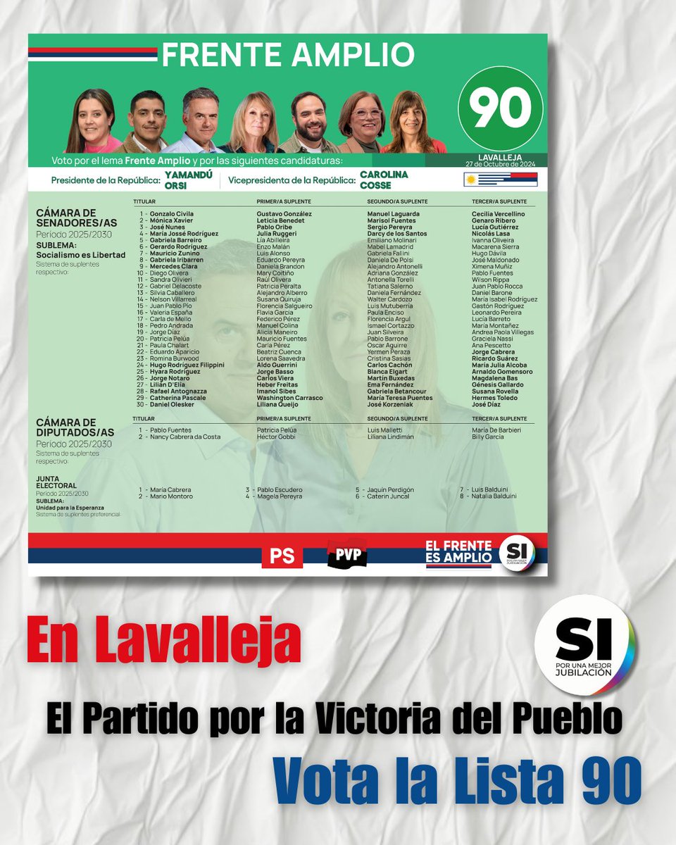 PVP_Espacio567's tweet photo. El #PartidoPorLaVictoriaDelPueblo vota la #Lista90 en Canelones y Lavalleja. 
Siempre acompañados con el SI blanco. 
En las 2 Departamentales, las listas son fruto de las luchas con otros sectores juntas y juntos.

#Votá90
#LaIzquierdaVivaConLa90 
#AfirmáTusDerechos https://t.co/6MvLMyVBj0