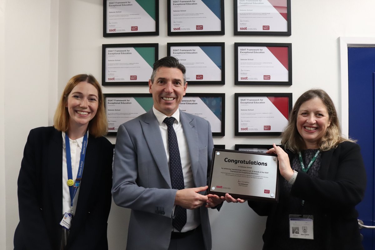 SalesianSchool's tweet image. Today we were awarded with a plaque from the SSAT to celebrate us having achieved all 12 strands of their Framework for Exceptional Education. What better way to end a wonderful half term than to celebrate the achievements of our students and staff.
#EducationFramework @ssat