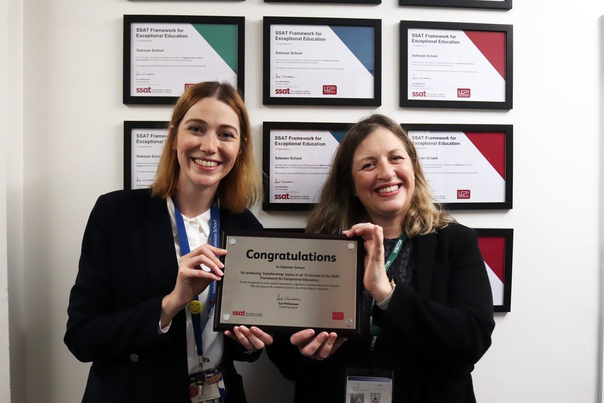 SalesianSchool's tweet image. Today we were awarded with a plaque from the SSAT to celebrate us having achieved all 12 strands of their Framework for Exceptional Education. What better way to end a wonderful half term than to celebrate the achievements of our students and staff.
#EducationFramework @ssat