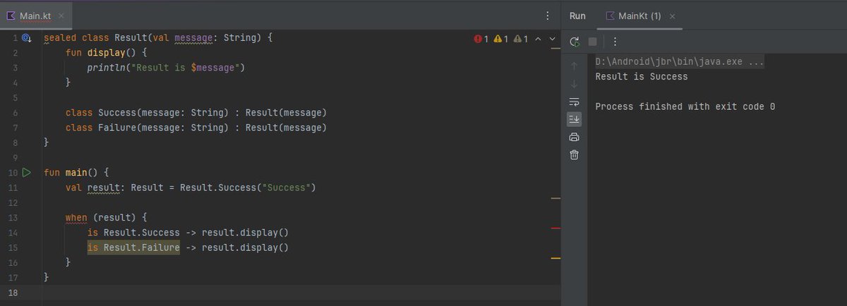 notprithviraj's tweet image. 🚀 Day 9 in my #Kotlin journey!
Sealed classes ✅
Abstract classes ✅
Data classes ✅
Enjoying every step of the learning curve! 💻🔥
#AndroidDev #KotlinLearning #DevLife