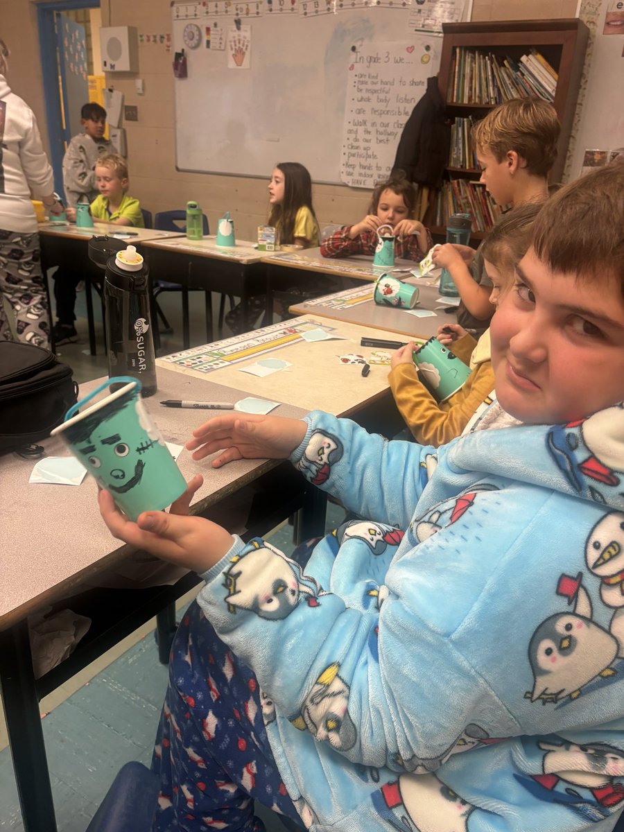 MsMulrooney's tweet photo. Thanks @shainavs for helping us to create these freaky Frankensteins (with cool earmuffs!) @stmaryselem https://t.co/zuHYdLu34w