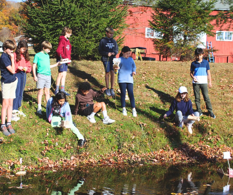 WoosterSchl's tweet photo. Early Middle School students built their own boats and launched them along the banks of Miry Brook. Equipped with string, sticks, and teamwork these young makers learned about buoyancy and how much glue is too much for a popsicle stick barge.

#communityatwooster #woosterschool https://t.co/fiTiMQ5CEK