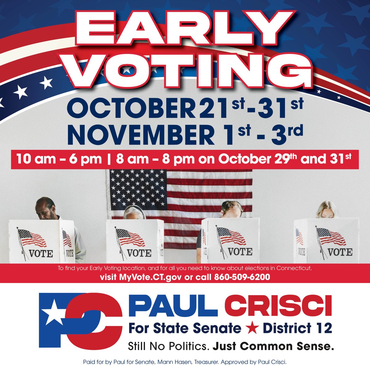 PCforCT's tweet photo. Early voting is underway! Take advantage of this opportunity and vote early for the future of our district. Let’s move forward together!

https://t.co/BWIOwSSiCm https://t.co/j2qHUvgWgi