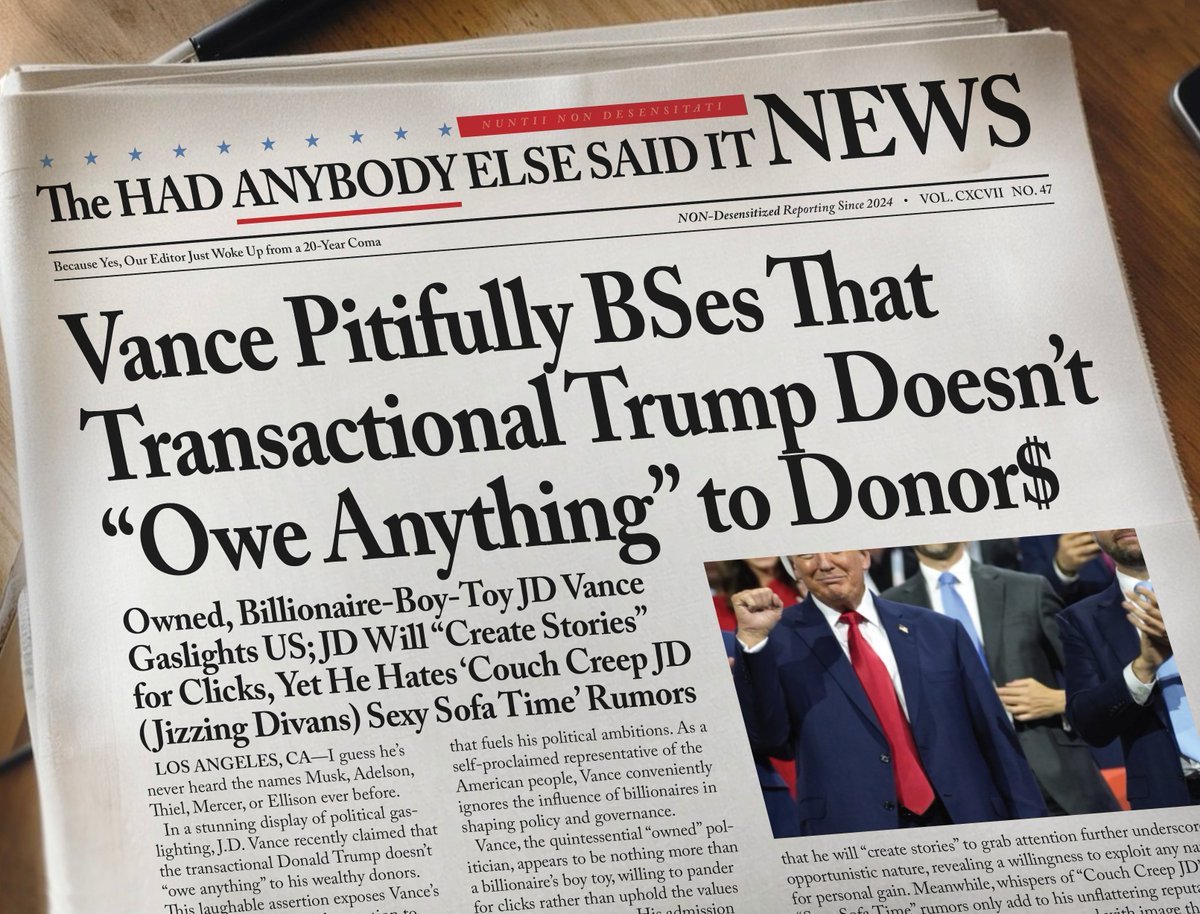 mgmorris1's tweet photo. #VanceTownHall Maybe he can clarify how Trump is dEfiNiteLy NOT owned by Musk, Adelson, Thiel, Mercer, Ellison, etc. https://t.co/TSckj6ujXo