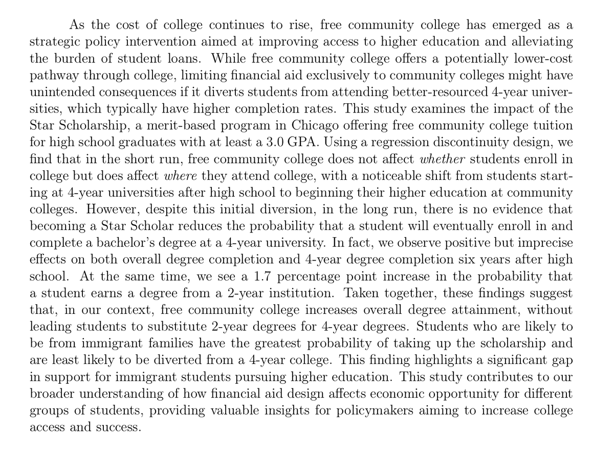 Emileigh Harrison

JMP: "Impact of Free Community College: Evidence from Chicago"

Website: emileighharrison.github.io/index.html
