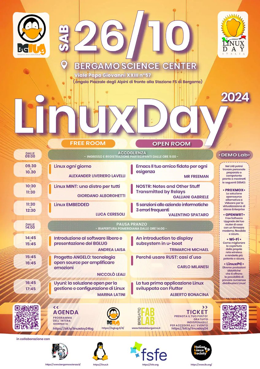 giordi63's tweet image. Domani anche a @BergamoScienza ci sarà il #linuxday2024 se volete curiosare da quelli parti, grazie ancora alla collaborazione con Bergamo Scienza, ci sarò anch&apos;io con una piccola cosa.