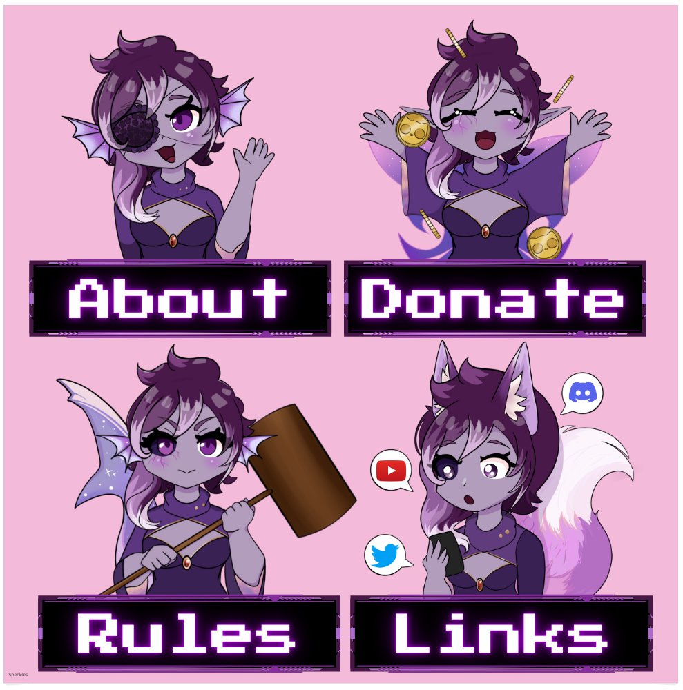 Specklini's tweet image. I finished these for @FelFoxling on stream last night :3 
#vtuberart #sameartfel #twitchpanels #vgen