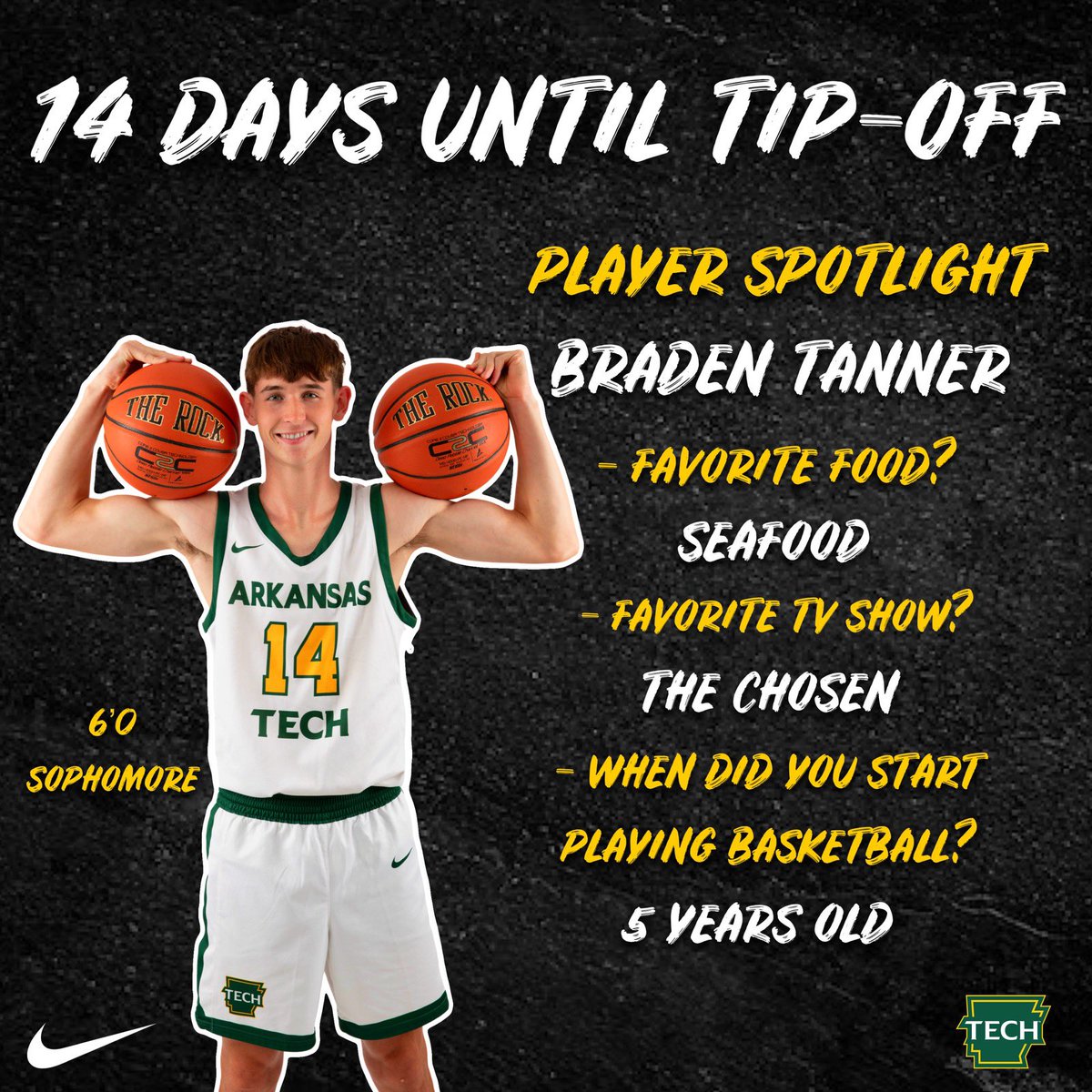 Two weeks from today check out #14 Braden Tanner in Tucker Coliseum! #FightOn