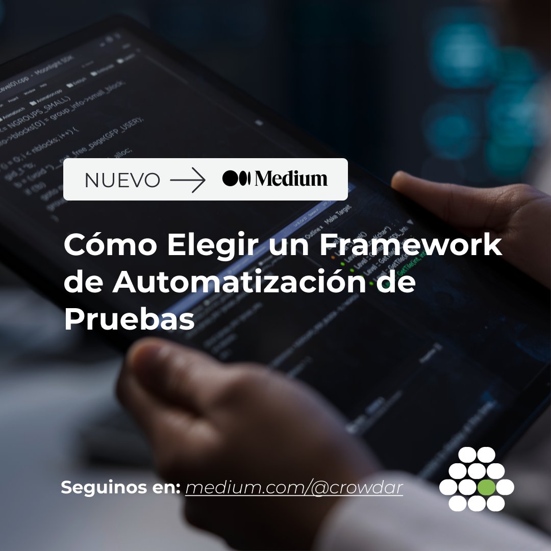 ¿Buscas mejorar la automatización de pruebas en tus proyectos?

📖En este artículo verás cómo elegir el framework adecuado para tu equipo. 
💡Leelo completo👉medium.com/@crowdar/c%C3%…

#Crowdar #automatizaciondepruebas #testautomation #automation