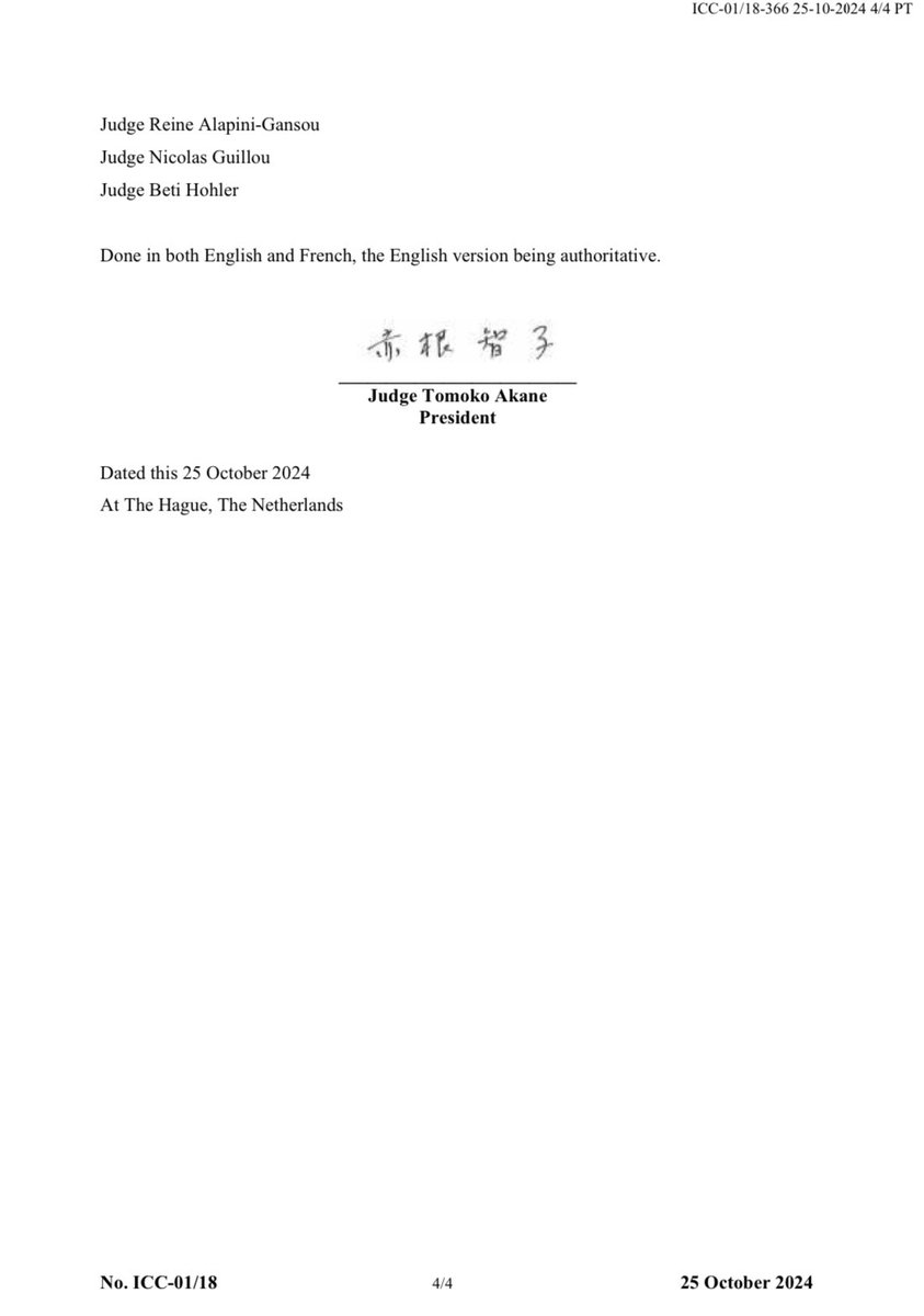 📣La Présidente de la <a href="/CourPenaleInt/">CPI-Cour pénale int.</a> Tomoko Akane nomme la juge Beti Hohler (🇸🇮) pour remplacer la juge Iulia Motoc (🇷🇴), qui a demandé à être relevée de ses fonctions, pour raisons médicales, dans la situation en 🇵🇸. Un nouvel épisode du "dossier" sans fin des mandats d'arrêt.⌛️