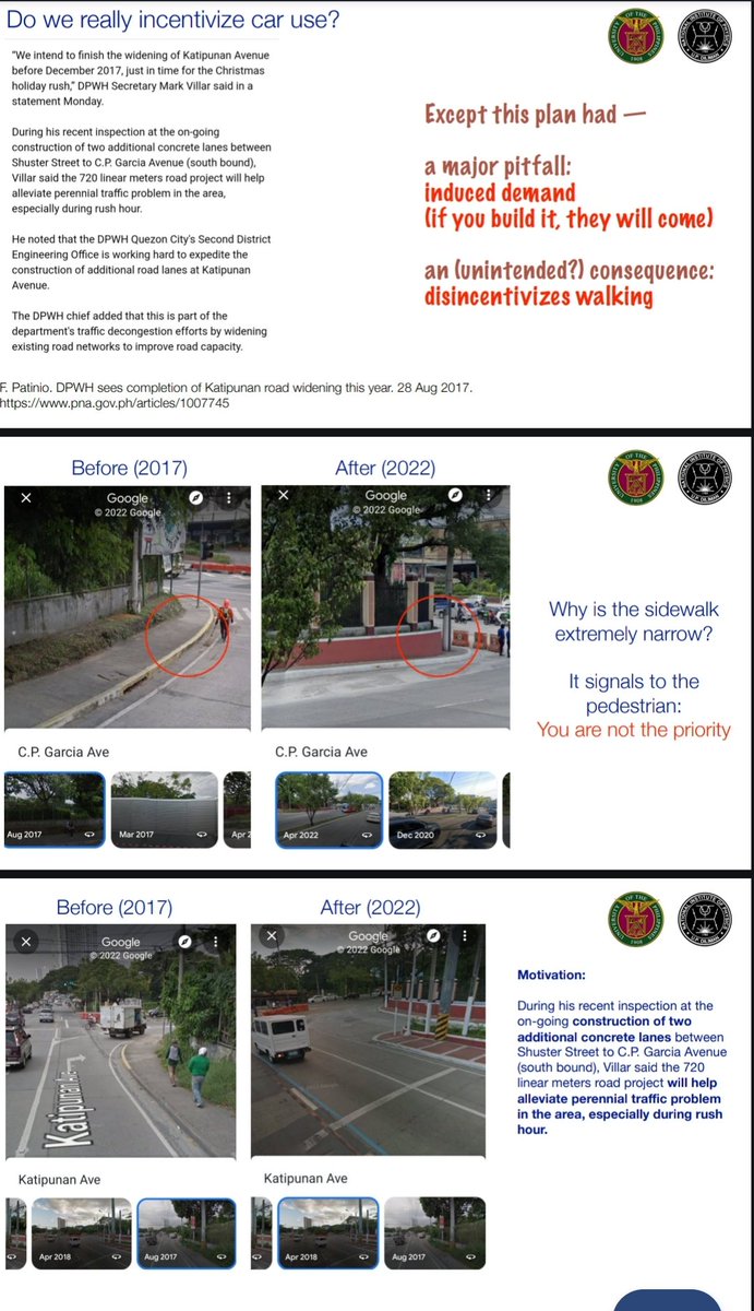 cxteam_lim's tweet photo. Nakwento ko na dati ito dito sa Twitter (X na pala)- pero ngayon ko lang nailagay sa slides. 

Kung gusto talaga nating magkaroon ng madaming travel options, kailangan nating simulan sa paglalakad. Pedestrian dapat ang priority. Pedestrian tayong lahat.

https://t.co/sMsH2Sl4pg https://t.co/kJrmaoUjBq