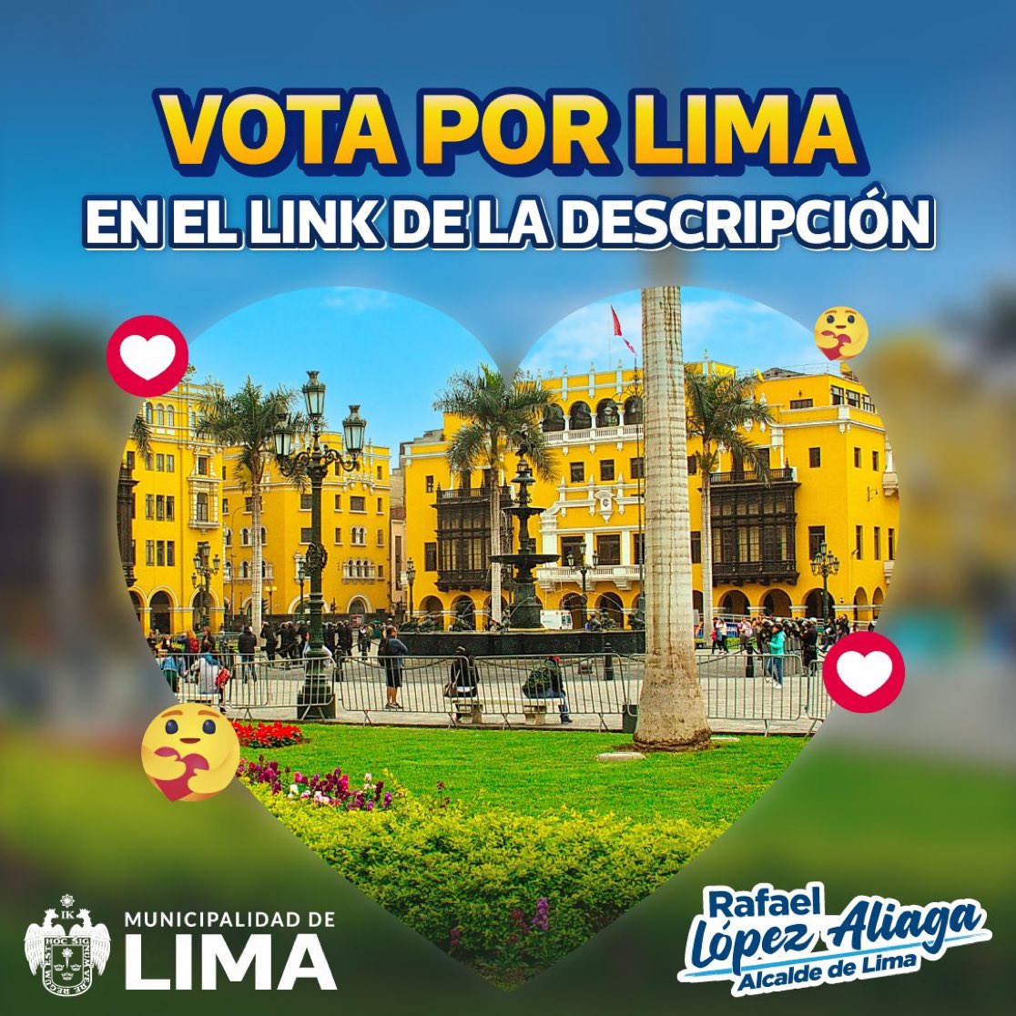 ¡Vota por #Lima como distrito sostenible! 

Somos finalistas del desafío de ciudades #WeLoveCities, organizado por el Fondo Mundial para la Naturaleza – WWF. Apóyanos votando y mostrando al mundo nuestra LIMA..!

Tienes hasta 31 de octubre para votar aquí: welovecities.org/es/city/lima/