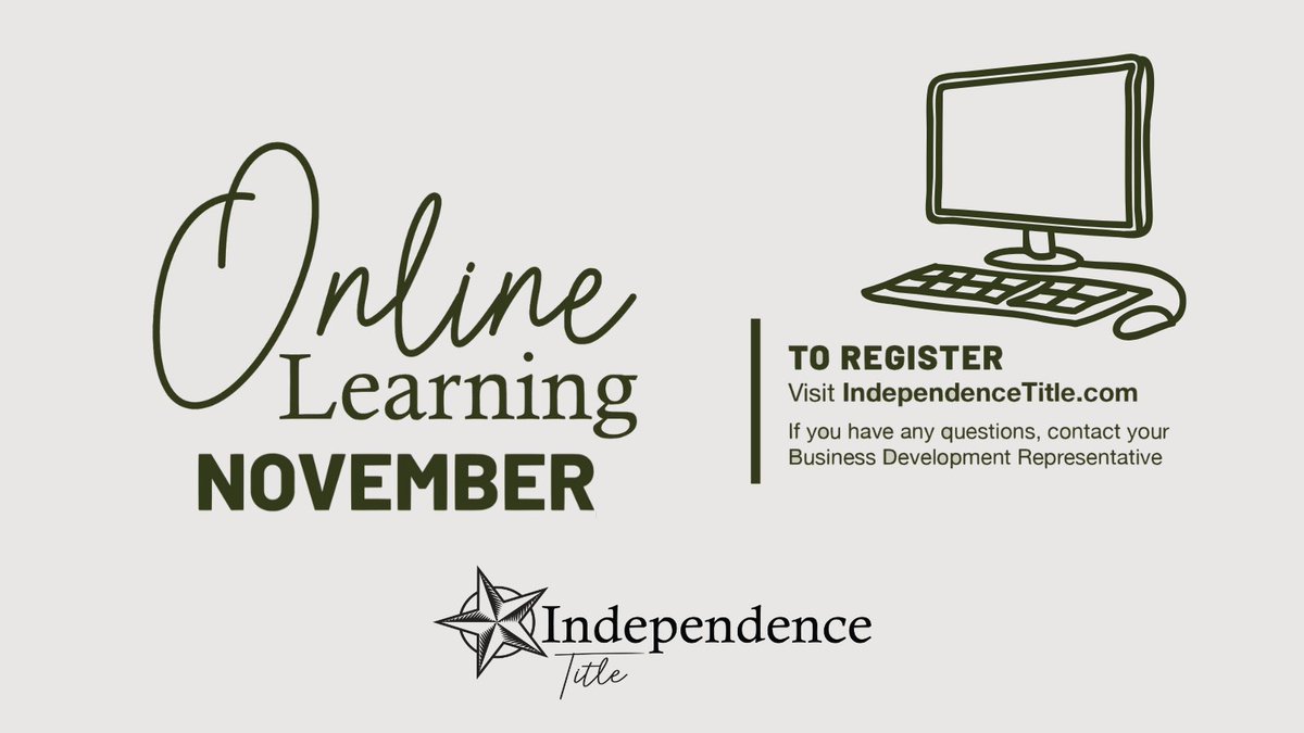 IndependenceTX's tweet image. 🦃🍁 November Real Estate Continuing Education Classes 🍁🦃 Sign up and give yourself the gift of learning this season! 🍂📚
independencetitle.com/events/month/
#RealEstateEducation #ThankfulForLearning #ContinuingEducation #NovemberClasses #ThanksgivingVibes