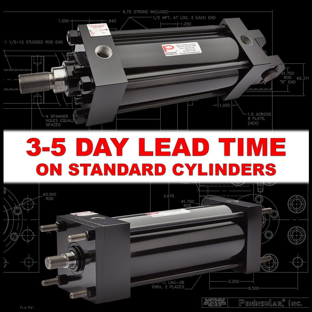 PeninsularCyl's tweet photo. Need a quick turnaround on standard cylinders? Get them delivered in just 3-5 days! We understand time is money. #FastDelivery #FluidPower #StandardCylinders #Peninsular https://t.co/jP3jn6Bs61