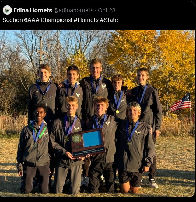 JKsisu's tweet photo. Congrats to #1  Edina XC Hornets on the Varsity 6AAA Championships on 10/23/24:  Way to go to 9th graders Isaak &amp; Rocco this Varsity XC season https://t.co/I7seLupvRx