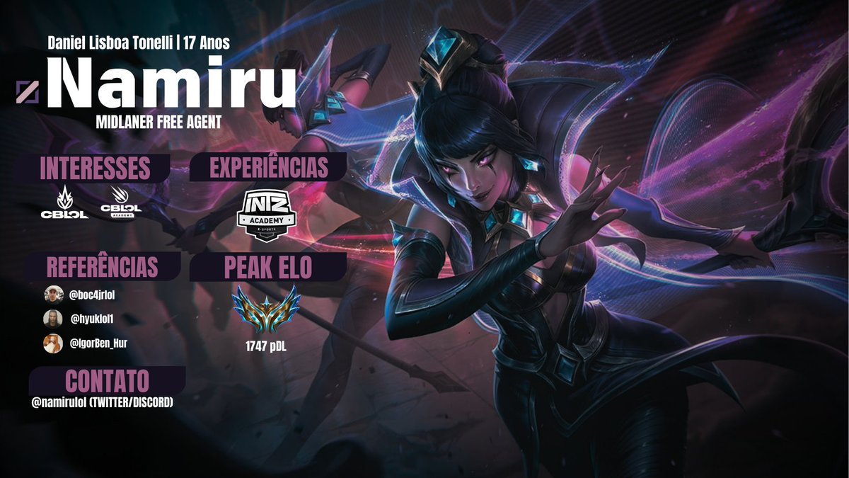 Salve guys, vim anunciar que estou FA e aberto a ouvir propostas. Venho trabalhando na minha evolução desde o fim do academy e espero conseguir me esforçar cada vez mais, esse é o meu sonho e espero poder vivê-lo até o fim.