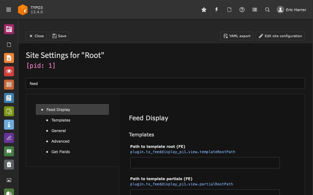 ErHaWeb's tweet photo. The #SiteSet #settings of my #TYPO3 #extension “feed_display” are now nicely #categorized ☺️
#rss #atom #feed
https://t.co/ewP0qXmEAG https://t.co/BiYvJnIp4M