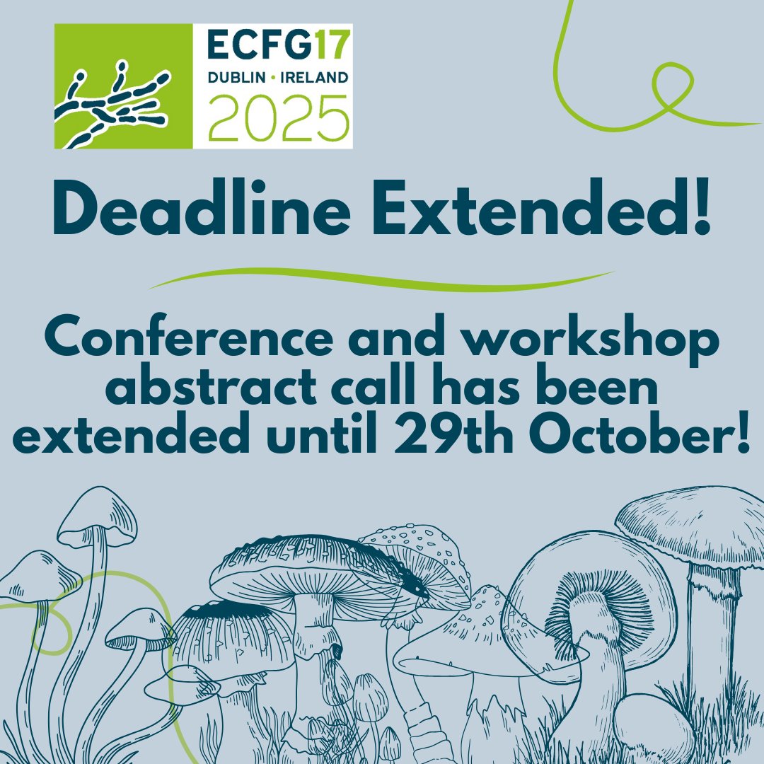 ECFG17Dublin's tweet image. 🚨Deadline Extended!🚨
The ECFG17 abstract submission deadline has been extended until Tuesday 29th October. 🗓️
ecfg17.org/call-for-abstr…
All Oral, Poster & Workshop abstracts can be submitted until 29th October! #ECFG17 #DeadlineExtended