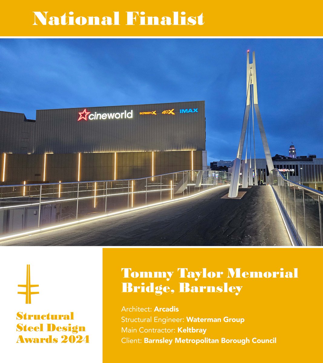 SteelConstruction (@steelcoinfo) on Twitter photo #SSDA2024 – Tommy Taylor Memorial Bridge, Barnsley was a NATIONAL FINALIST
Congratulations to: <a href="/ArcadisUK/">Arcadis UK</a>, <a href="/Waterman_group/">Waterman</a>, <a href="/Keltbraygroup/">keltbray</a>, <a href="/BarnsleyCouncil/">Barnsley Council</a>
ow.ly/Y4kt50TJJQI #SSDA2024 – Tommy Taylor Memorial Bridge, Barnsley was a NATIONAL FINALIST
Congratulations to: <a href="/ArcadisUK/">Arcadis UK</a>, <a href="/Waterman_group/">Waterman</a>, <a href="/Keltbraygroup/">keltbray</a>, <a href="/BarnsleyCouncil/">Barnsley Council</a>
ow.ly/Y4kt50TJJQI