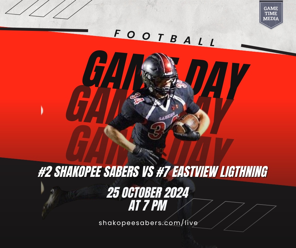 SabersLive (@saberslive) on Twitter photo <a href="/SaberFootball16/">Shakopee Football</a> vs. <a href="/EV_Football/">Eastview Football</a> – Football Showdown at 7 PM! Don’t miss this action-packed game! 🏆⚡
📺 Watch it live: shakopeesabers.com/live
#ShakopeeSabers #EastviewLightning #MNHighSchoolFootball #GameDay <a href="/SaberFootball16/">Shakopee Football</a> vs. <a href="/EV_Football/">Eastview Football</a> – Football Showdown at 7 PM! Don’t miss this action-packed game! 🏆⚡
📺 Watch it live: shakopeesabers.com/live
#ShakopeeSabers #EastviewLightning #MNHighSchoolFootball #GameDay