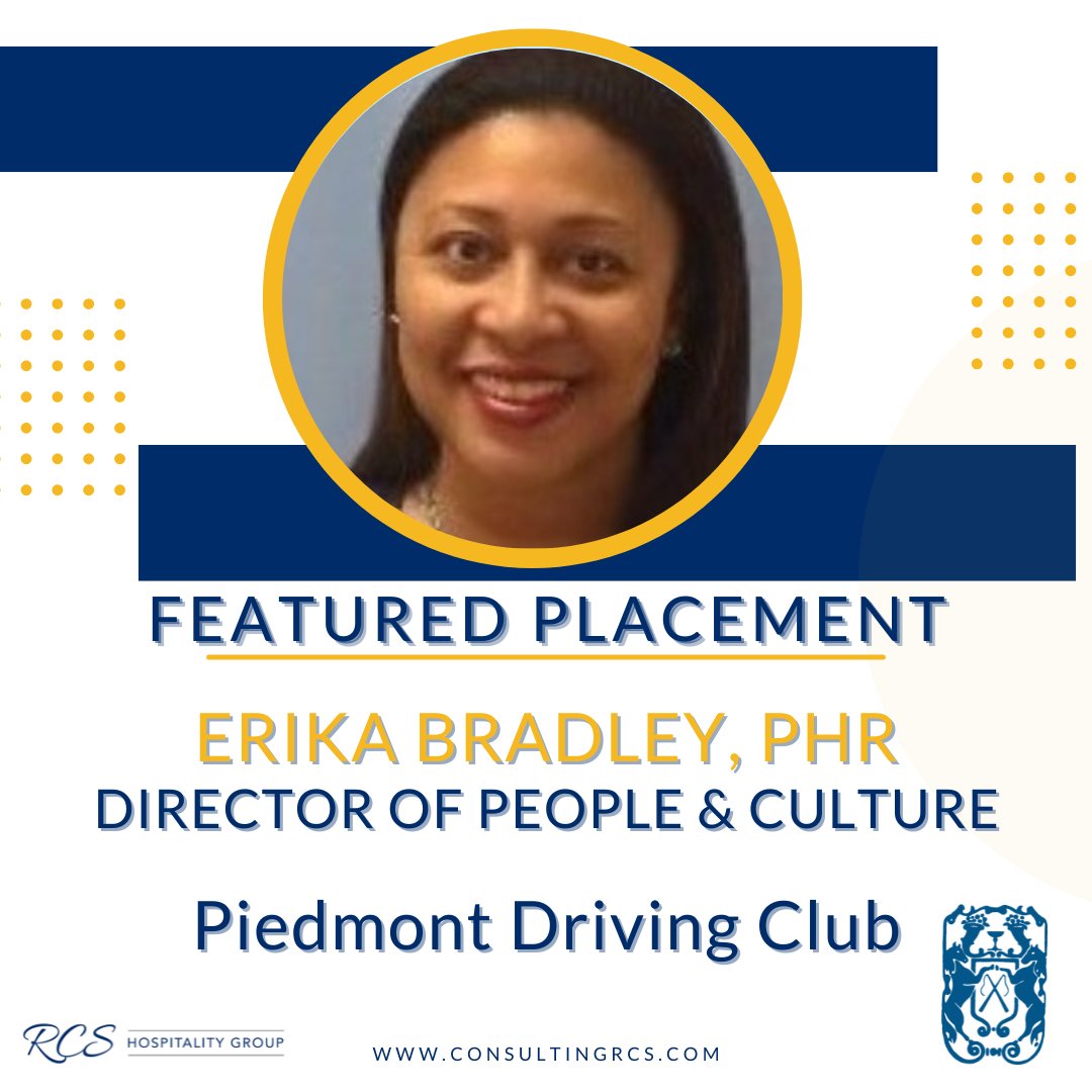 🎉 Exciting News! 🎉 We're thrilled to announce our most recent placement, Erika Bradley, as the new Director of People &amp; Culture at the prestigious Piedmont Driving Club!