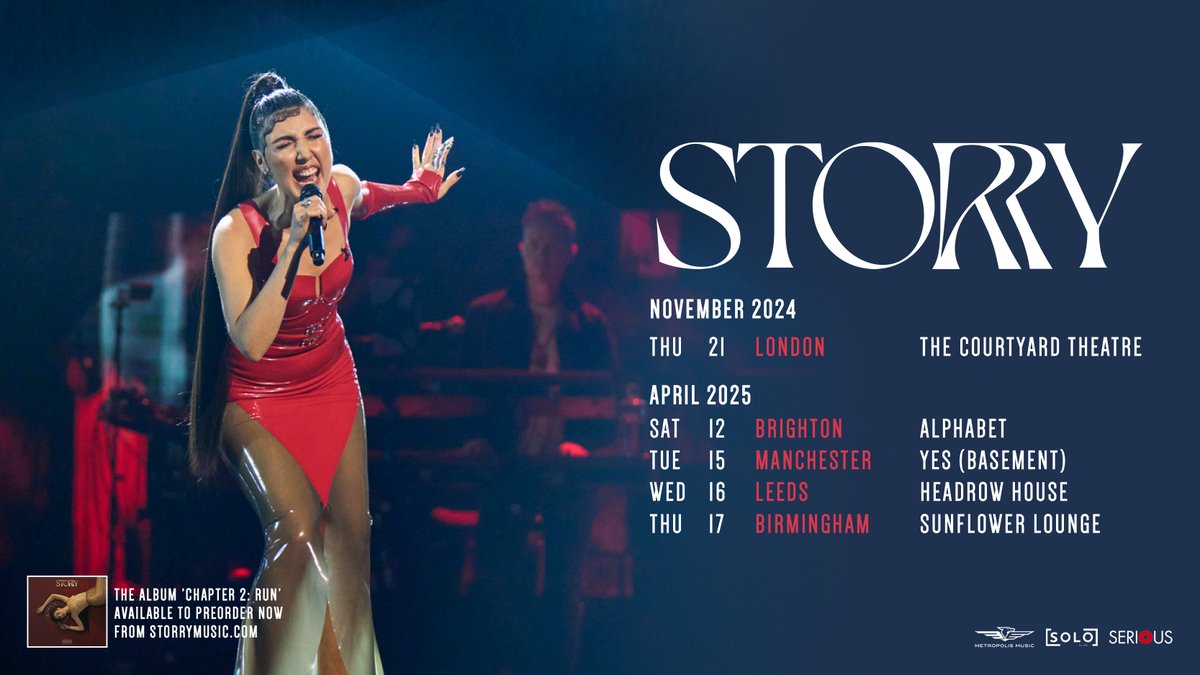 MetropolisMusic's tweet photo. NEW >> Combining R'n'B with hip-hop and soulful funk, #Storry will play Brighton’s Alphabet, @yes_mcr, Leeds’ @headrowhouse and Birmingham’s @Sunflowerlounge 💫
Get tickets on Wednesday 30th October at 10am 👉 https://t.co/9Mh7E0hyJZ https://t.co/A5NUaKBOSi