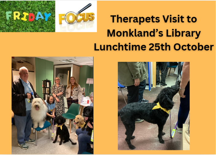 Friday Focus 🔎This week we focus on a visit to Monklands Library from Therapets 25/10/24.  Both the medical students and NHS staff loved the visit. Thanks Clare for organising 🙏 thanks Therapets 🙏@CanineConcernTrust <a href="/Therapet/">Susan Davies</a>-CCST #HPHS therapet.org.uk