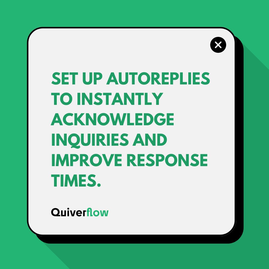quiverflow's tweet image. Speed matters! Set up autoreplies with Quiverflow to instantly acknowledge inquiries and improve response times, keeping your leads warm and engaged. #CustomerService