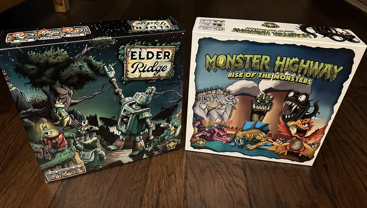 Two new prototype boxes just arrived from the <a href="/thegamecrafter/">The Game Crafter</a> for two of our upcoming games. Love how they turned out and it’s so cool finally having a physical version to store my prototype components in them. 

#tabletopgames #boardgames #games #monsterhighway #elderridge