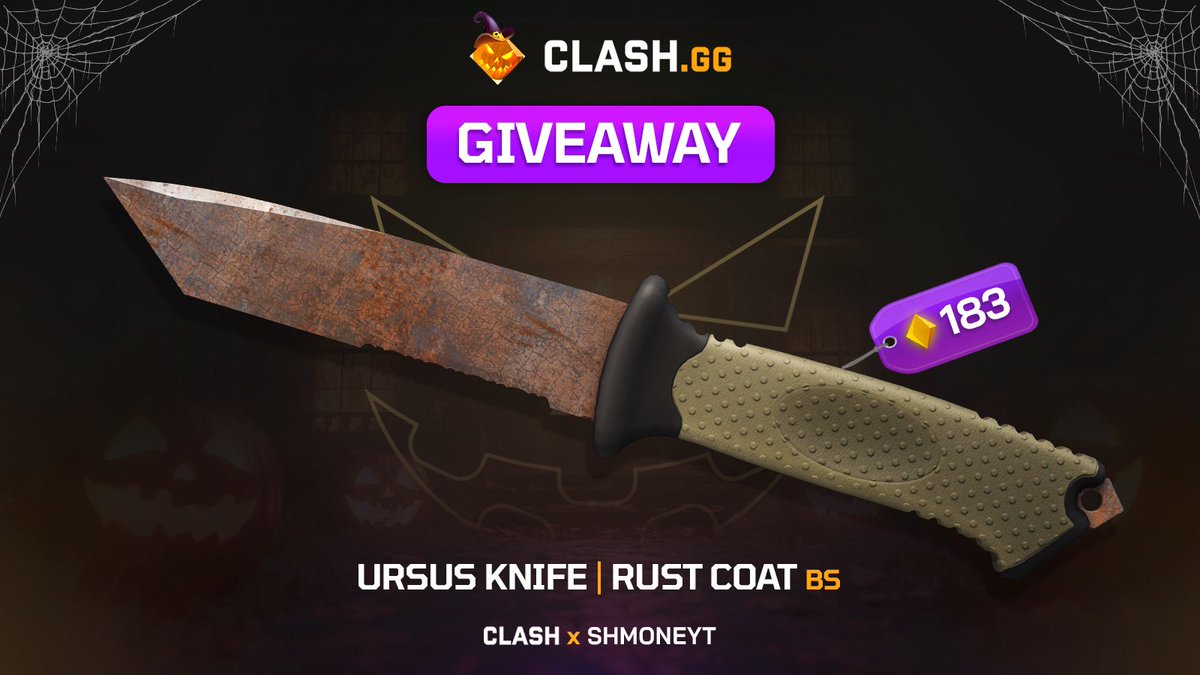 ShmoneyTeam23_'s tweet photo. GIVEAWAY ALERT🚨🚨🚨
ENTER TO WIN FREE SKIN🎁🎁

WINNER WILL BE ROLLED IN 7 DAYS!!! (on stream)

‼️”RUST COAT URSUS KNIFE” (183 gems)🎉🔥🙌

Steps to Join👇
✅ Follow @clashdotgg &amp; @ShmoneyTeam23_ 
✅ Retweet
✅ Tag 1 Friend https://t.co/QWFiEpX97V