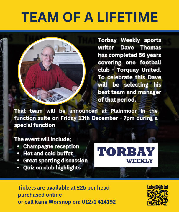 🟡 Dave Thomas To Reveal His Team Of A Lifetime

Plainmoor &amp; Torbay Weekly link up to host Ultimate Torquay United Xl event

👉 tinyurl.com/2ckud9tb

#tufc