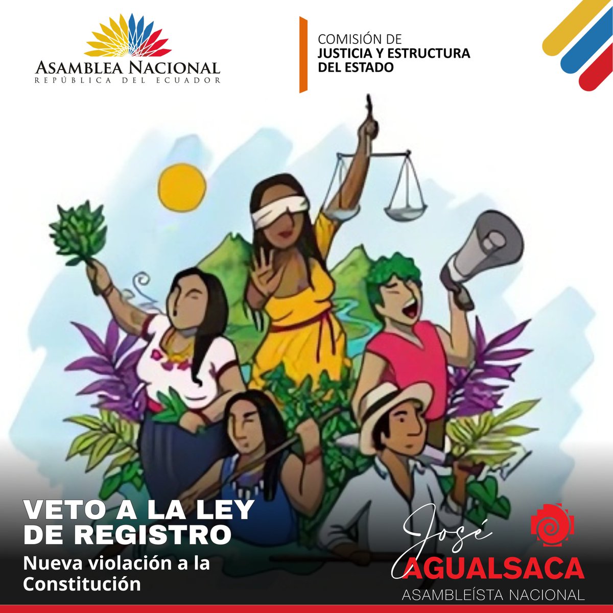 JoseAgualsacaG's tweet photo. EL veto total al Proyecto de Ley Reformatorio a la Ley de Registro es una nueva violación a la Constitución y a la justicia indígena, una muestra mas del carácter racista de los neoliberales.
#ProhibidoOlvidar https://t.co/aZvgArgu9Z