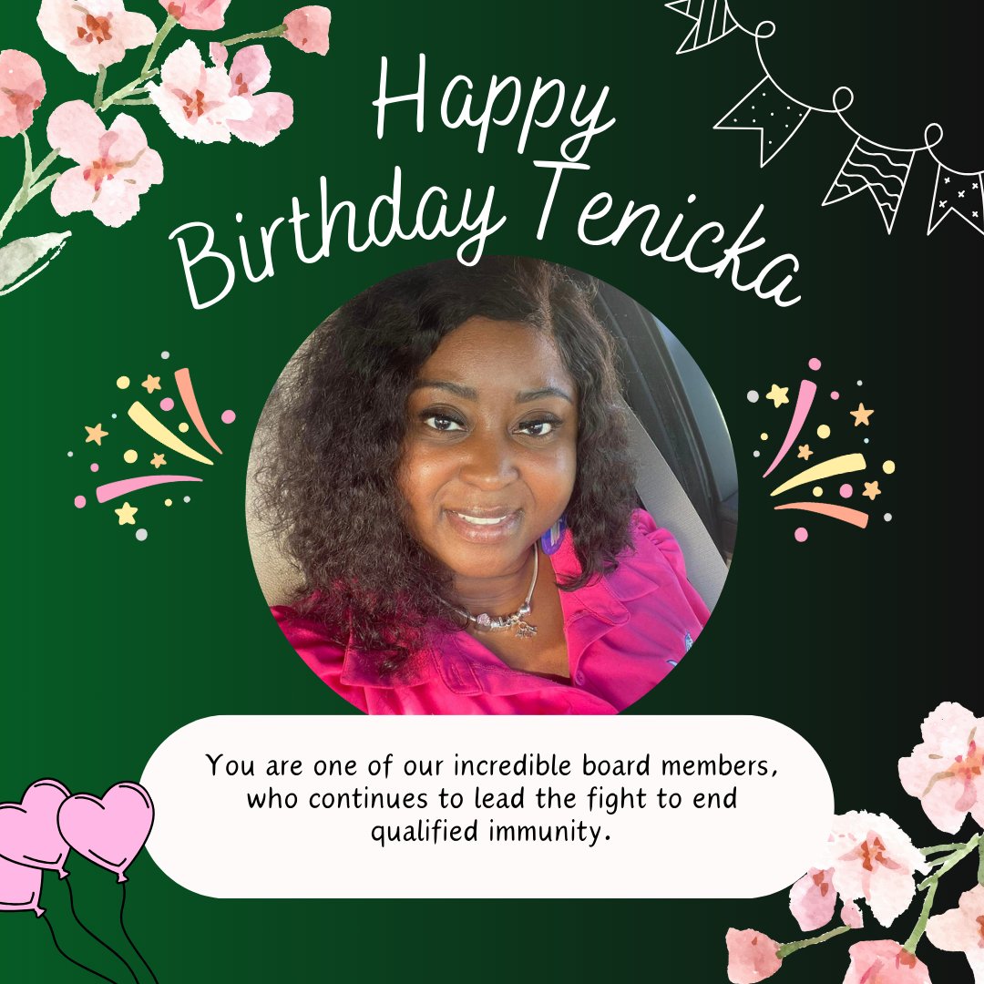 FamUnitedapb's tweet photo. Join us in celebrating Tenicka Smith, our inspiring board member and mother of Fred Cox, on her birthday!  Her commitment to ending qualified immunity and fighting for justice moves us all. Let’s stand with her in the fight for change! 💜 #EndQualifiedImmunity #JusticeForAll https://t.co/HhZnMEPzV3