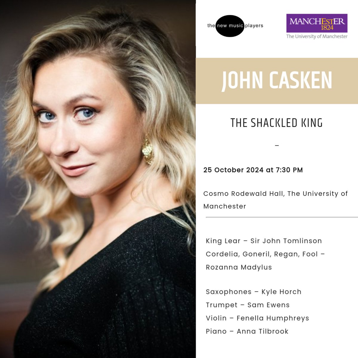 Connaught Artists (@connaughtartis1) on Twitter photo Toi toi toi to <a href="/Rozanna_M/">Rozanna Madylus</a> who sings John Casken's The Shackled King alongside Sir John Tomlinson with The New Music Players this evening at <a href="/OfficialUoM/">The University of Manchester</a> Toi toi toi to <a href="/Rozanna_M/">Rozanna Madylus</a> who sings John Casken's The Shackled King alongside Sir John Tomlinson with The New Music Players this evening at <a href="/OfficialUoM/">The University of Manchester</a>