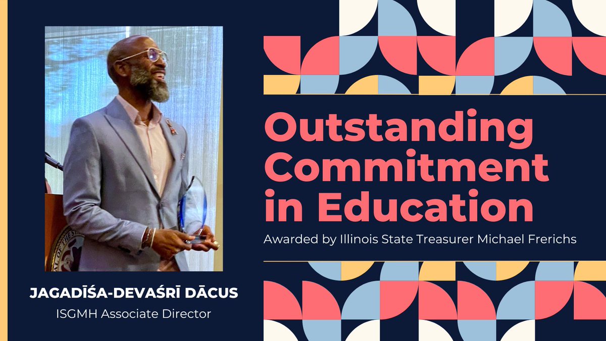 Institute for SGM Health and Wellbeing (@isgmh) on Twitter photo ISGMH Associate Director Jagadīśa-devaśrī Dācus received the Outstanding Commitment in Education award from Illinois State Treasurer Michael Frerichs in a celebration commemorating LGBTQ+ History Month! Congratulations, <a href="/Jagadisadevasri/">Jagadīśa-devaśrī Dācus</a>!
Read more about the honor: ISGMH Associate Director Jagadīśa-devaśrī Dācus received the Outstanding Commitment in Education award from Illinois State Treasurer Michael Frerichs in a celebration commemorating LGBTQ+ History Month! Congratulations, <a href="/Jagadisadevasri/">Jagadīśa-devaśrī Dācus</a>!
Read more about the honor:
